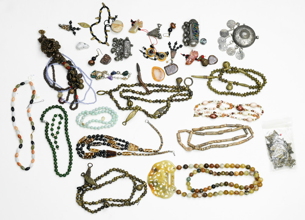 Collection of multi-stone beads, metal jewelry and pendants