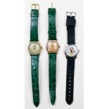 (Lot of 3) Gold-filled, metal wristwatches