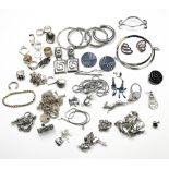 Collection of sterling silver, silver metal jewelry