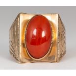 Coral, 10k yellow gold ring
