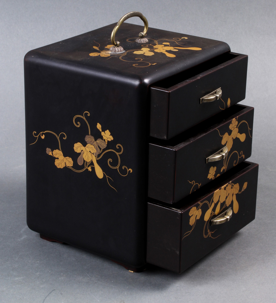 (lot of 2) Japanese Portable Lacquer Chest, Okimono of Jurojin - Image 12 of 13