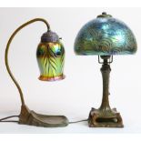A Patinated metal desk lamps