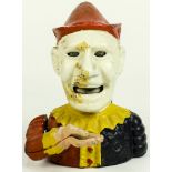 Polychrome painted clown bank