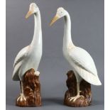 A pair of Chinese Export porcelain figures of storks