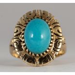 Turquoise, 14k yellow gold ring