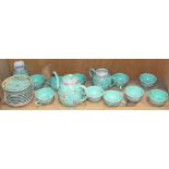(group) A group of Chinese turquoise ground enameled tea set