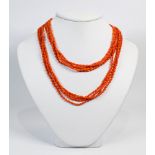 Coral, 14k yellow gold multi-strand necklace