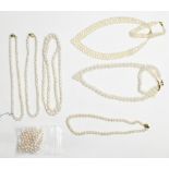 Collection of cultured pearl, metal jewelry