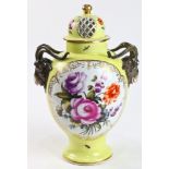 A Dresden porcelain covered urn