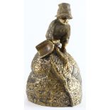 A Russian patinated and textured bronze figural table bell