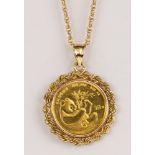 1/10 oz panda gold coin, 14k yellow gold pendant-necklace