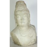 A Chinese Marble bust of Guanyin