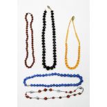 Collection of multi-stone bead, metal necklaces