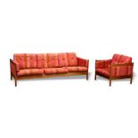(lot of 2) A Lenora Larson teak sofa and lounge chair