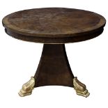 An Empire style walnut center table
