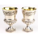 A pair of George III sterling silver goblets