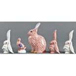 (lot of 5) A lot of Herend porcelain animal figures