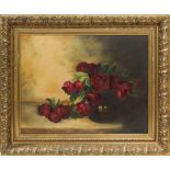 Red Roses in Vase, oil on canvas