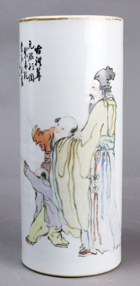 (lot of 2) A Pair of Qianjiangcai Cylindrical Vases - Image 2 of 13