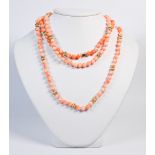 Coral bead, 14k yellow gold jewelry suite