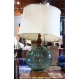 Green glass lamp, having a bulbous form