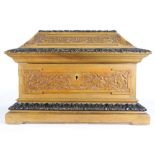A continental relief carved and partial ebonized table coffer