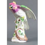 A Large Dresden porcelain figure of a parrot