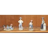 (lot of 4) Lladro porcelain figures of boys
