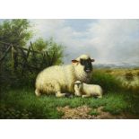 Painting, Mother Ewe and Lamb in Landscape