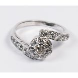 Diamond, platinum and 14k white gold ring