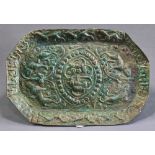 An Ancient Persian verdigris patinated metal tray