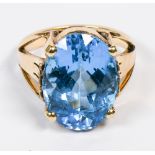 Blue topaz, 14k yellow gold ring