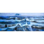 Mixed Media Painting, Blue Waves of Morro Bay