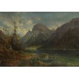 August Wilhelm Schirmer (German, 1802-1866), "Klonthaler See," oil on canvas, signed lower left,