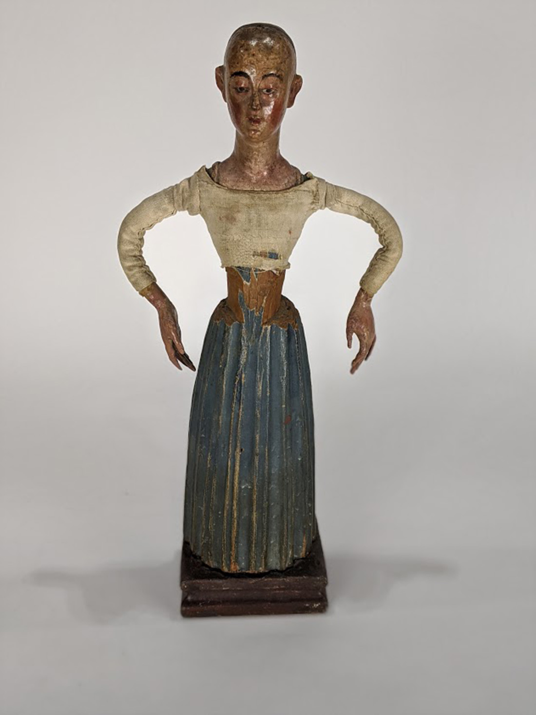 Continental Santos figure with polychrome decorated body, 18th century, 15"h - Image 2 of 4