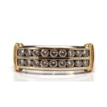 Diamond, 14k yellow gold ring Featuring (18) full-cut diamonds, 0.50 ct., set in a 14k yellow and