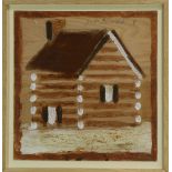 Jimmy Lee Sudduth (American, 1910-2007), Log Cabin, paint and mud on panel, signed upper right,