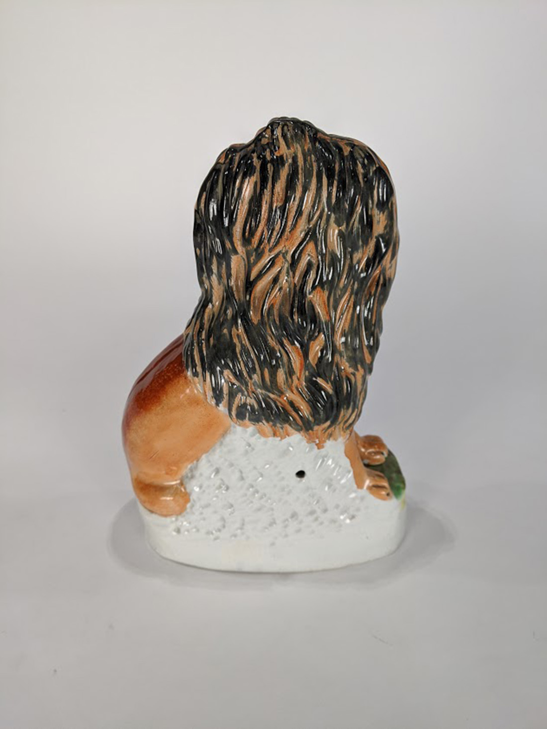 English Staffordshire figure of a lion and a lamb, the lion having a molded and painted body, 10.5" - Image 4 of 4