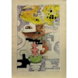 Roberto Montenegro (Mexican, 1885-1968), "Estudio para un Mural," mixed media on paper, signed lower