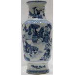 A Chinese blue and white vase, painted with scholars with Bogu objects in a garden scenery. size: