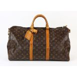 Louis Vuitton Keepall Bandouliere travel bag, 50cm, executed in brown monogram coated canvas,