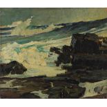 Karl Schmidt (American, 1890-1962), Crashing Waves, oil on canvas, signed lower right and verso,