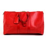 Louis Vuitton Epi Keepall travel bag, 45cm, executed in red leather, 11"h x 18"w x 9"d