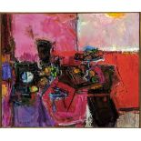 Robert Frame (American, 1924-1999), "Red Still Life (Two O'clock still life)," 1966, oil on