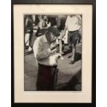 American School (20th century), Untitled (Man Eating Mozzarella Sticks), gelatin silver print,