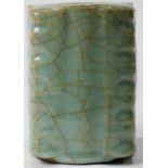 Chinese Guan- style Cong Vase, Of archaic jade form with square section, the straight body with