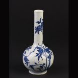 A Chinese blue and white bottle vase, body painted with bat and peach pattern, Yongzheng six-