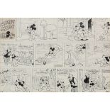 Mickey Mouse Sunday Comic Strip, 1967, pen and ink on paper, published by Walt Disney Productions,