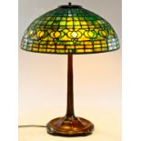 Tiffany Studios, New York, table lamp, #533, having a leaded glass Pomegranate shade, unmarked,
