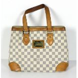Louis Vuitton Hampstead handbag, PM, executed in Ivory Damier Azur Coated Canvas, 28 x 23 x 17 cm